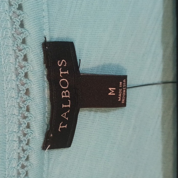 💥Women's NWT Talbots Sz M, aqua, scoop neck summer Tee  100% cotton - Picture 3 of 7